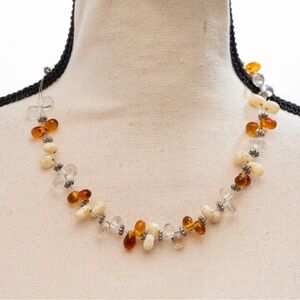 Beaded choker cream, brown & clear beads & silver Accessory Crossing